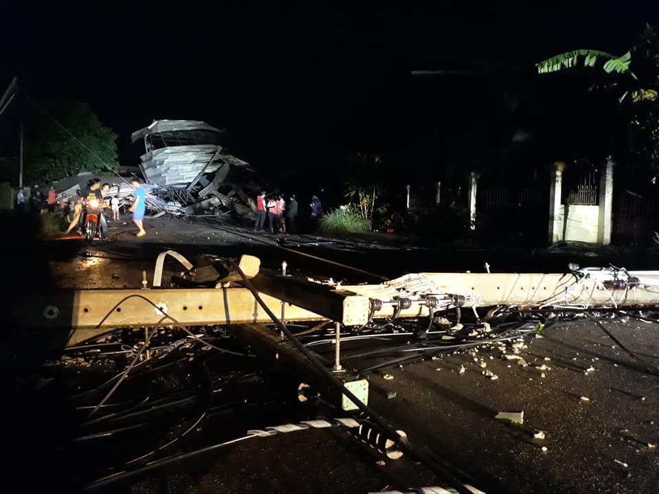 A utility pole blown down by the storm. Photo: EDL