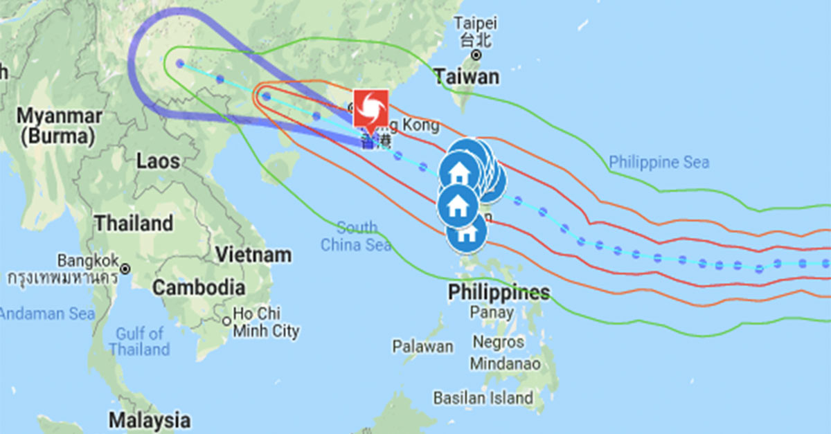 Typhoon Mangkhut via Goole Maps