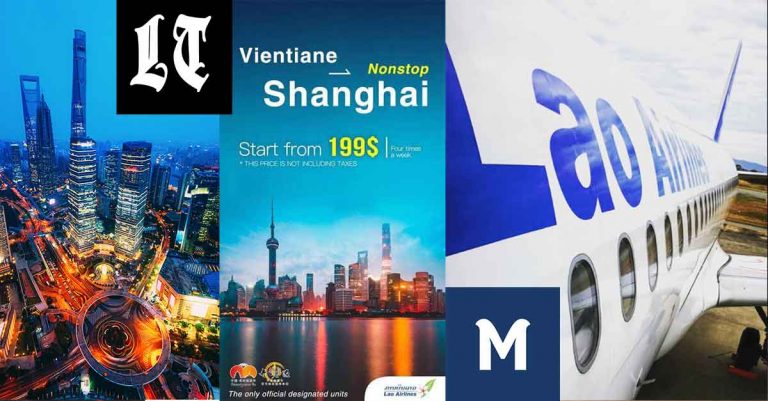 $US199 Plus Tax Flights Vientiane To Shanghai via Lao Airlines