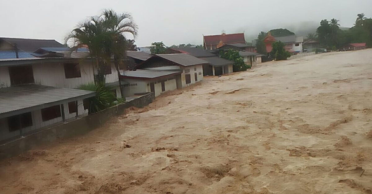 Flash floods nearly reach the rooftops in Nan District, Luang Prabang