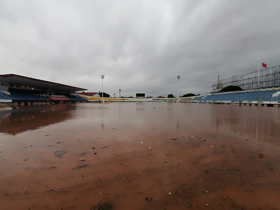 Champasack Stadium Filled With Water