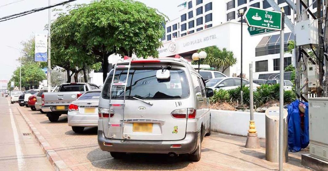 Parking on the Footpath in Vientiane Capital