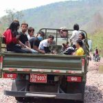 Young adults being hauled off to the district police station in Oudomxay for breach of the Prime Ministerial Order which strictly prohibits public gatherings of more than 10 people