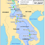 Map of the Mekong River Basin showing Mekong mainstream dams.