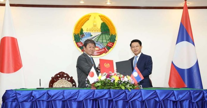 Japanese Foreign Minister Motegi Toshimitsu Visits Laos