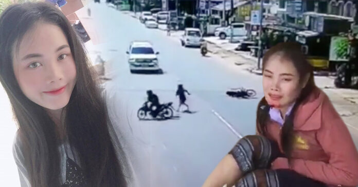 Brave young Lao woman fends off bag snatcher