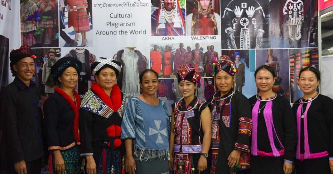 Iu Mien, Katu, Oma, and Lanten artisan partners of the Traditional Arts and Ethnology Centre at the Lao Handicrafts Festival.