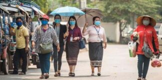 Lao People in Face Masks to Prevent Covid-19 in Laos