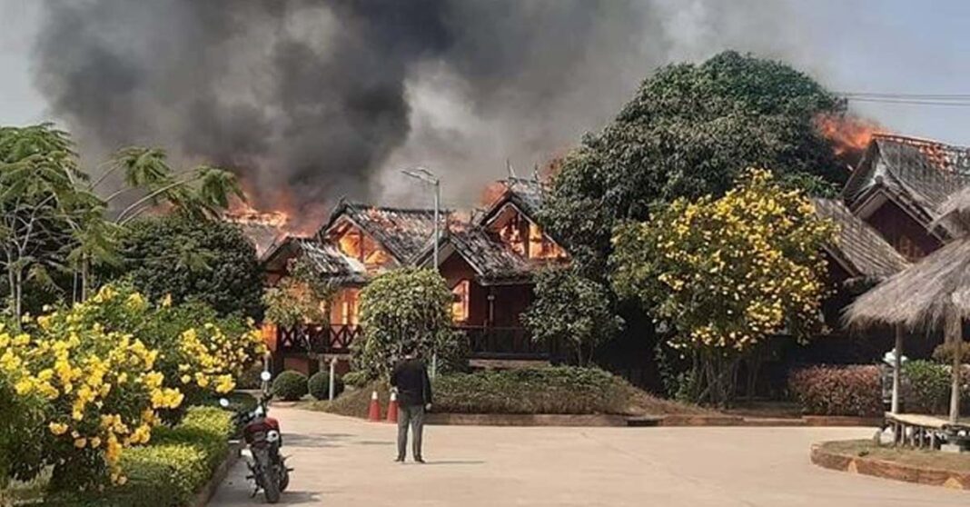 Fire at Champathong Garden Resort in Vang Vieng