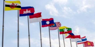 The flags of ASEAN