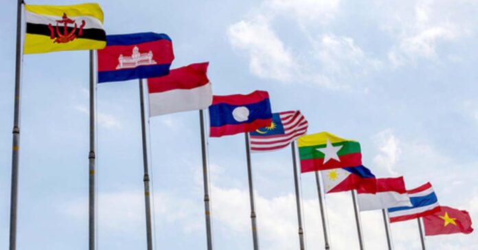 The flags of ASEAN