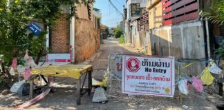 Red Zone Barricade in That Luang Tai Village