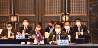 Lao foreign minister Saleumxay Kommasith attends ASEAN-China meeting