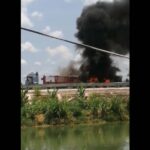 Truck catches fire on Vang Vieng Expressway