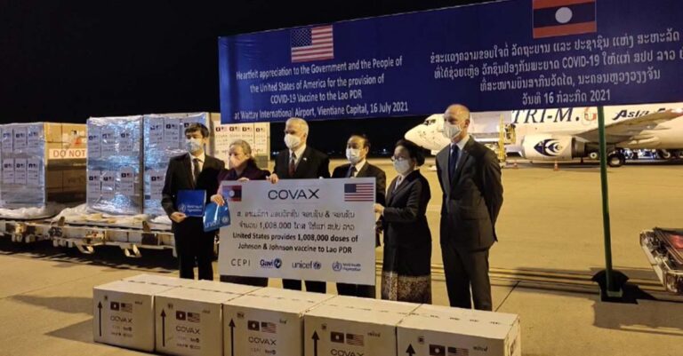 Over 1 Million Covid-19 Vaccines Donated by United States through COVAX Facility Arrive in Laos