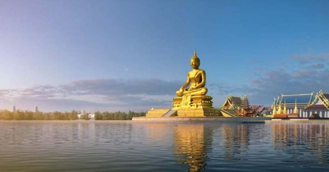 Giant Buddha Image Construction at That Luang Marsh