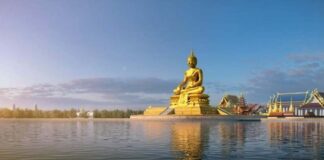 Giant Buddha Image Construction at That Luang Marsh