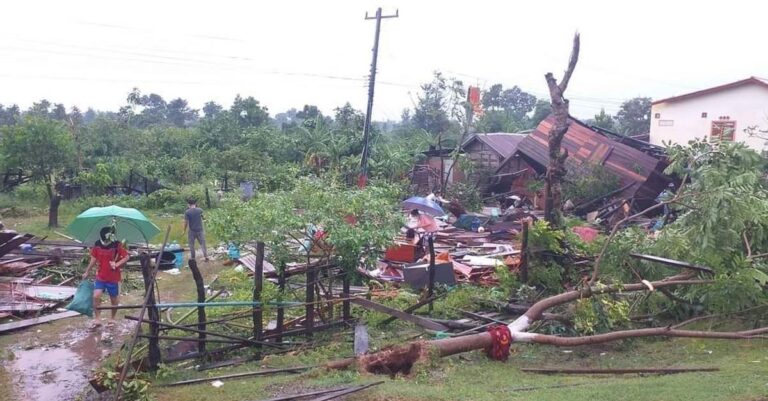 Homes in Salavanh badly damaged by storm