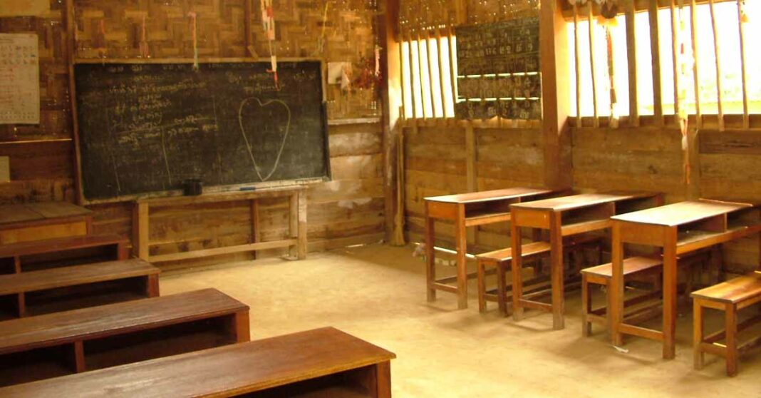 An empty school building in Sopcham Village, Luang Prabang Province