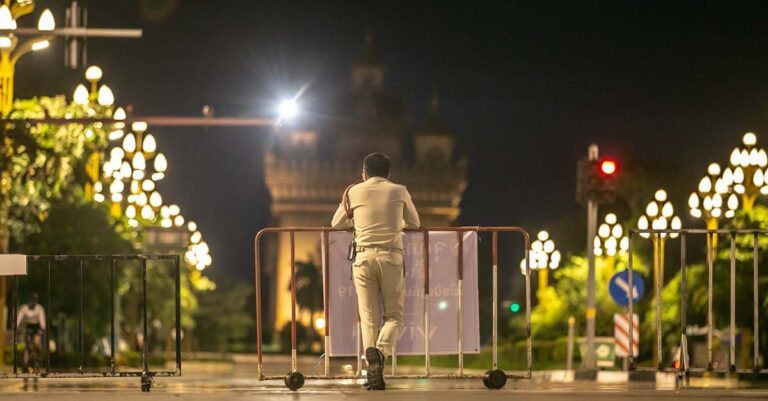 Police checkpont in Vientiane Capital