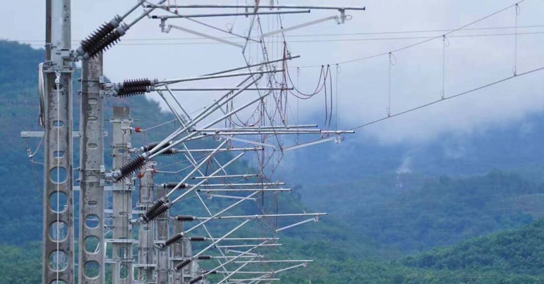 Electrified cables along the Laos-China Railway