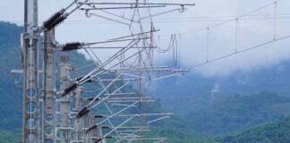 Electrified cables along the Laos-China Railway