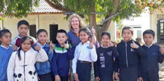 Ms. Roslyn Hanson Gabriel, Country Programme Director for World Vision International in Lao PDR, visiting the FAST Project in Luang Prabang Province, where World Vision helps children to stay in school and transition to lower-secondary school, back in January 2021.