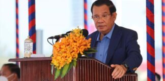 Hun Sen speaks at the inauguration ceremony of government-funded facilities and infrastructure in Preah Sihanouk province in December.