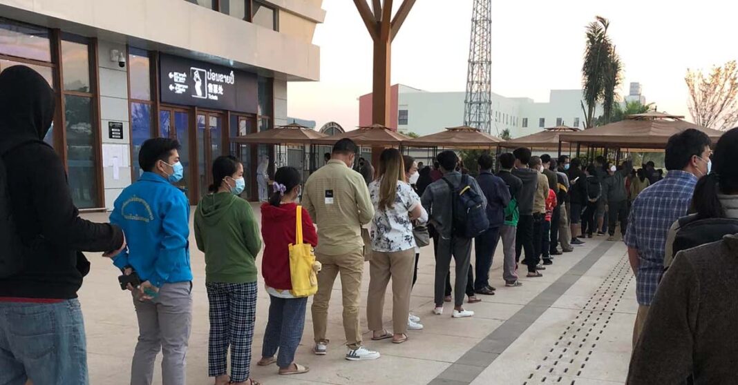 Passengers complain of long queues for the ticket office at Vientiane Station