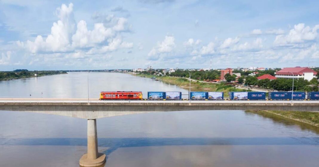 Rail freight from Thailand delivered to Laos for the first time across the Friendship Bridge