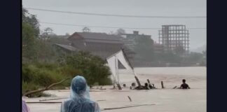 Unseasonal flooding in Vang Vieng