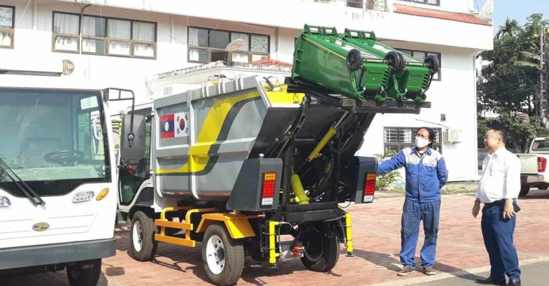 Laos receives electric mini garbage trucks