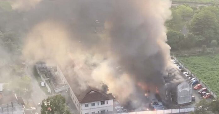 Explosion in Kuala Lumpur, Malaysia, where confiscated fireworks caught fire.