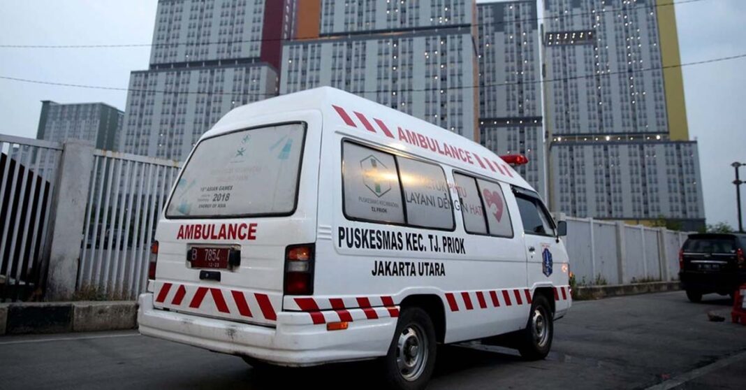 Ambulance in Indonesia where three children have died of liver disease.