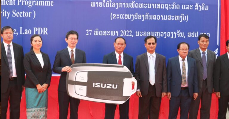 Japan supports Lao public security with vehicles and equipment