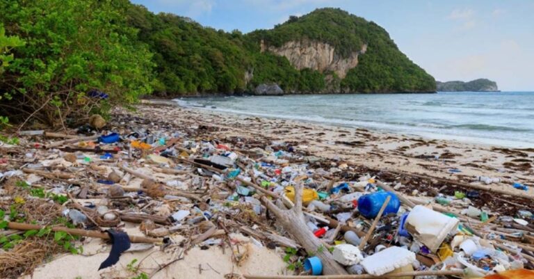 Plastic pollution along a beach in Thailand (Photo- World Bank)