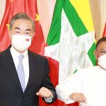Chinese Foreign Minister Wang Yi and Myanmar’s Foreign Minister U Wunna Maung Lwin on the sidelines of the seventh Lancang-Mekong Cooperation (LMC) Foreign Ministers’ Meeting in Bagan, Myanmar