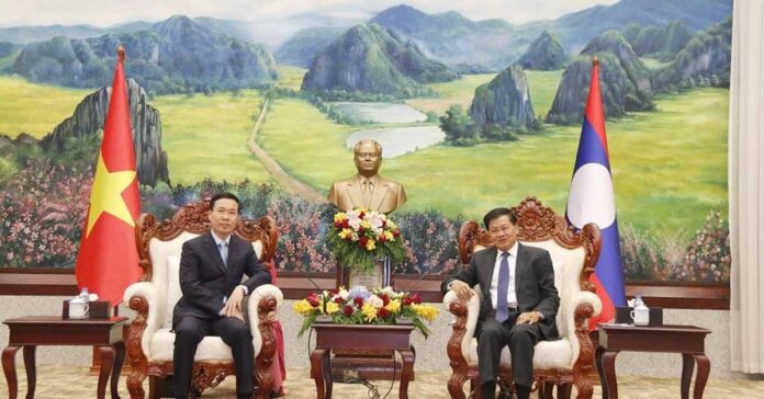 Party General Secretary and State President, Mr. Thongloun Sisoulith and Standing Member of the Politburo of the Communist Party of Vietnam, Mr. Vo Van Thuong. Party General Secretary and State President, Mr. Thongloun Sisoulith and Standing Member of the Politburo of the Communist Party of Vietnam, Mr. Vo Van Thuong.