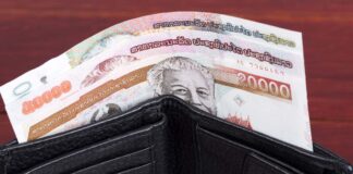 Lao kip in a wallet
