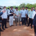 Mayor of Vientiane Capital, Mr. Atsaphangthong Siphandone, speaks to local authorities in areas affected by floods.