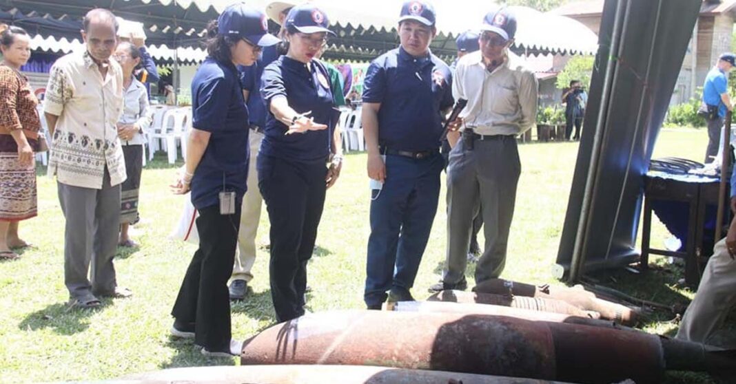 Authorities view UXO in Salavanh Province.