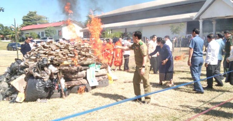 Huge Amount of Drugs Destroyed on Anti-Drug Day in Savannakhet