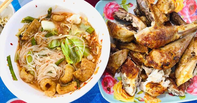 Khao Poon Jaew Khing noodles at Feuang Khao Poon Jaew Khing Restaurant in Vientiane Capital.