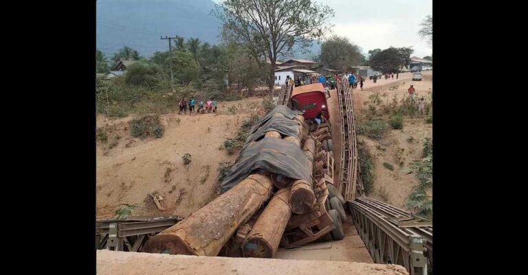 Attapeu Officials Clarify Viral Image of Logging Truck Damaging Bridge