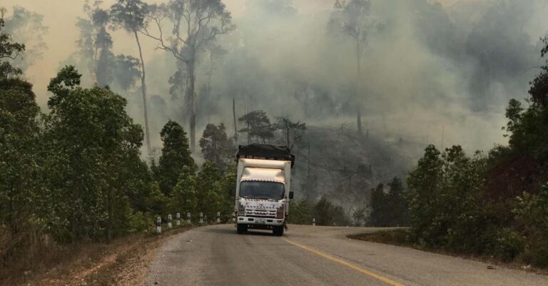 Viral photo of farmers burning in and around Nakai-Nam Theun National Park Khammouane Province