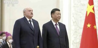 In this image taken from video footage run by China's CCTV, Belarusian President Alexander Lukashenko, left, and Chinese President Xi Jinping attend a welcome ceremony held at the Great Hall of the People, in Beijing, on Wednesday, March 1, 2023. The presidents of China and Belarus joined Wednesday in urging a cease-fire and negotiations to bring about a political settlement to the Ukraine conflict. (CCTV via AP)