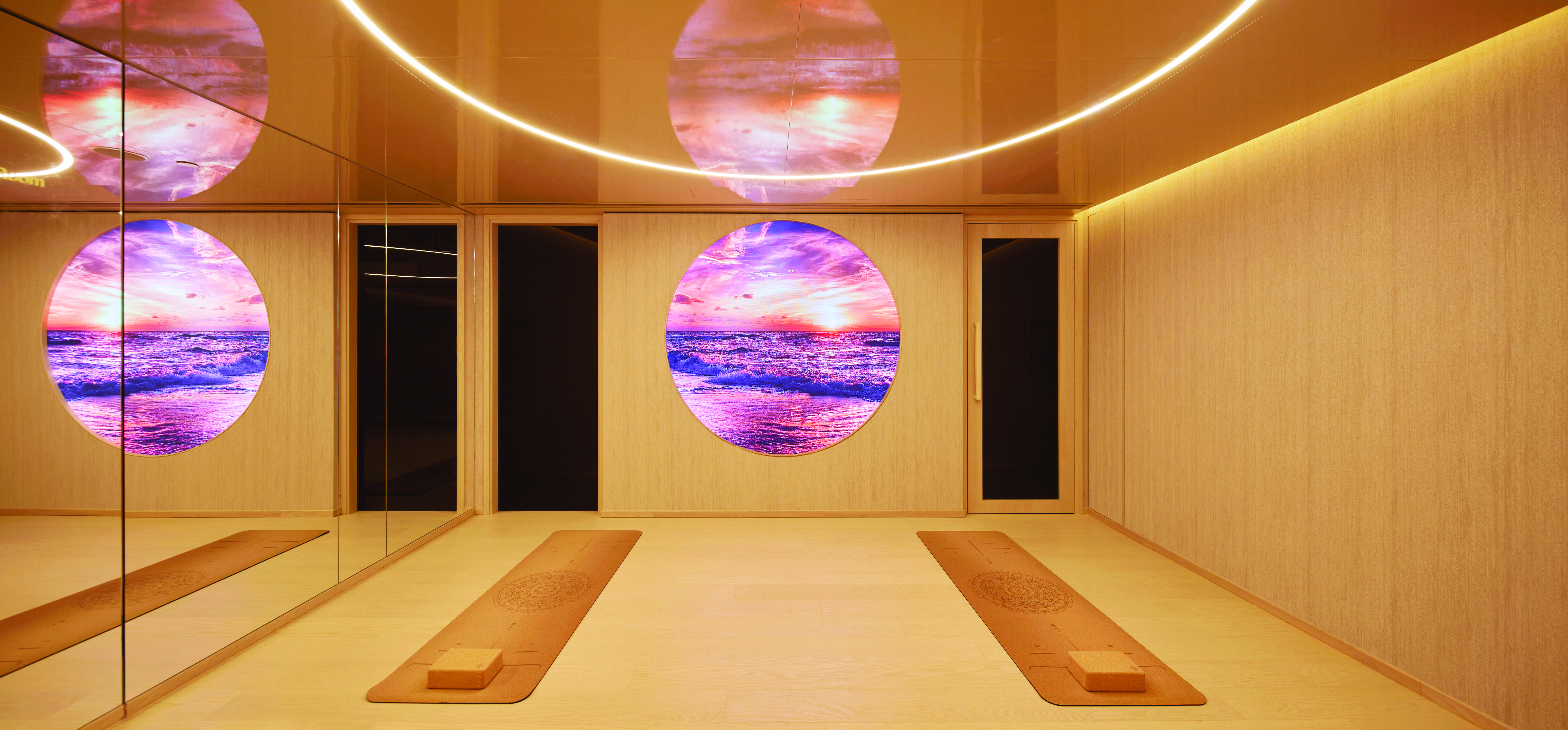 The multi-functional room of AIA Alta Wellness Haven provides customers with a comfortable space for activities such as meditation, yoga, Pilates, and more.