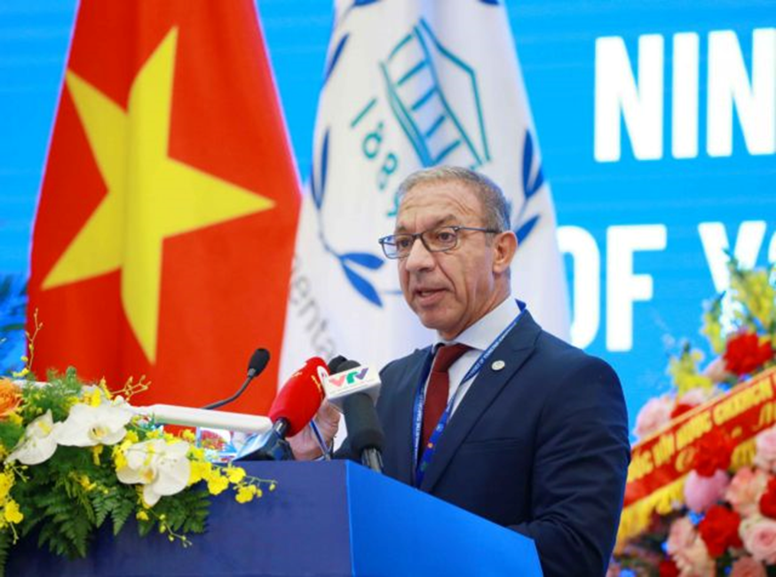 President of the Inter-Parliamentary Union (IPU) Duarte Pacheco delivered a speech at the opening ceremony of the 9th Global Conference of Young Parliamentarians in Ha Noi on Thursday (September 15, 2023). — VNA/VNS Photo