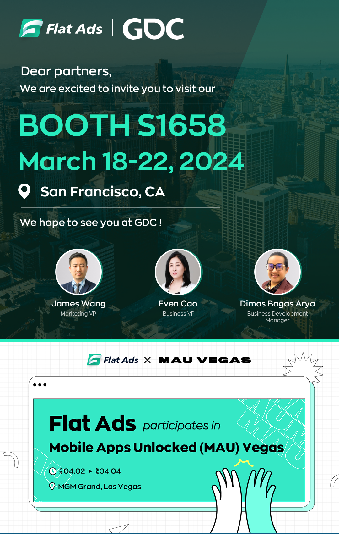 Global marketing platform Flat Ads attends GDC2024/MUA, empowering global developers' business growth