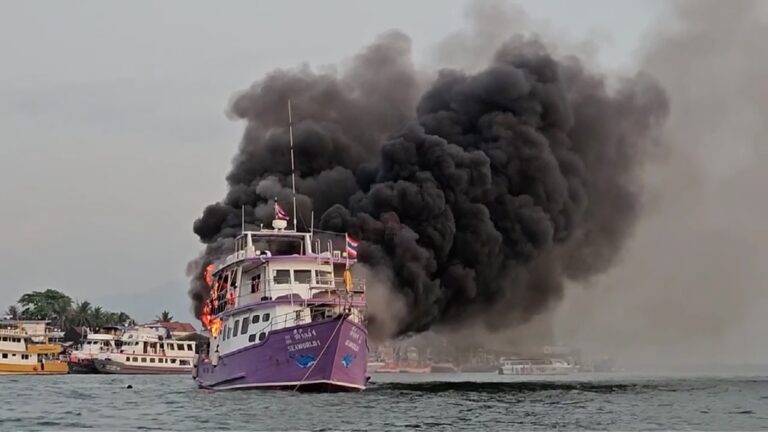 People Jump Into the Sea to Escape Raging Ferry Fire in Gulf of Thailand. All 108 on Board Are Safe